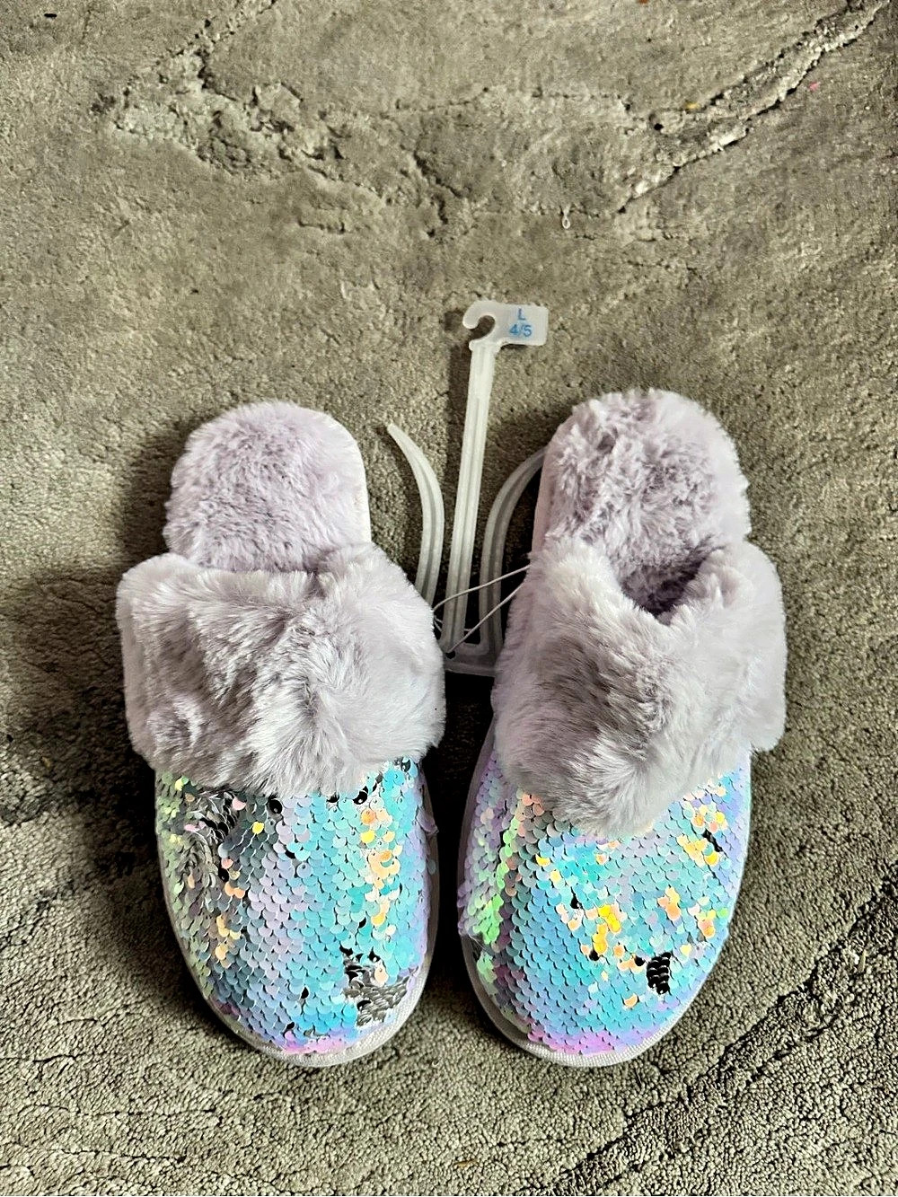 Cat & Jack Lane Sequin Scuff Slippers Girls Large (4/5)